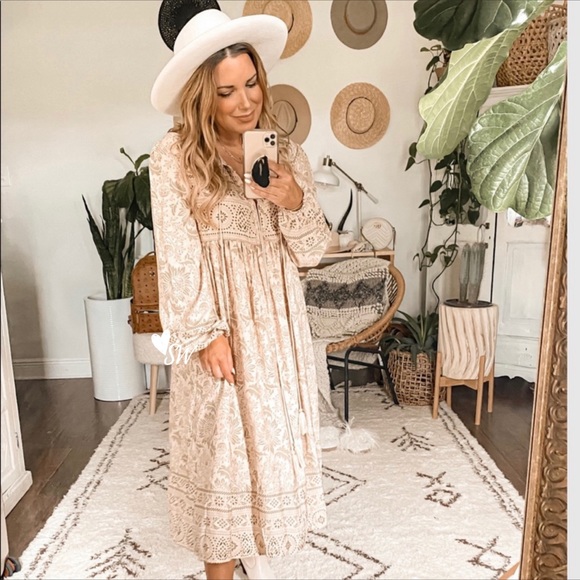 tan boho maxi dress